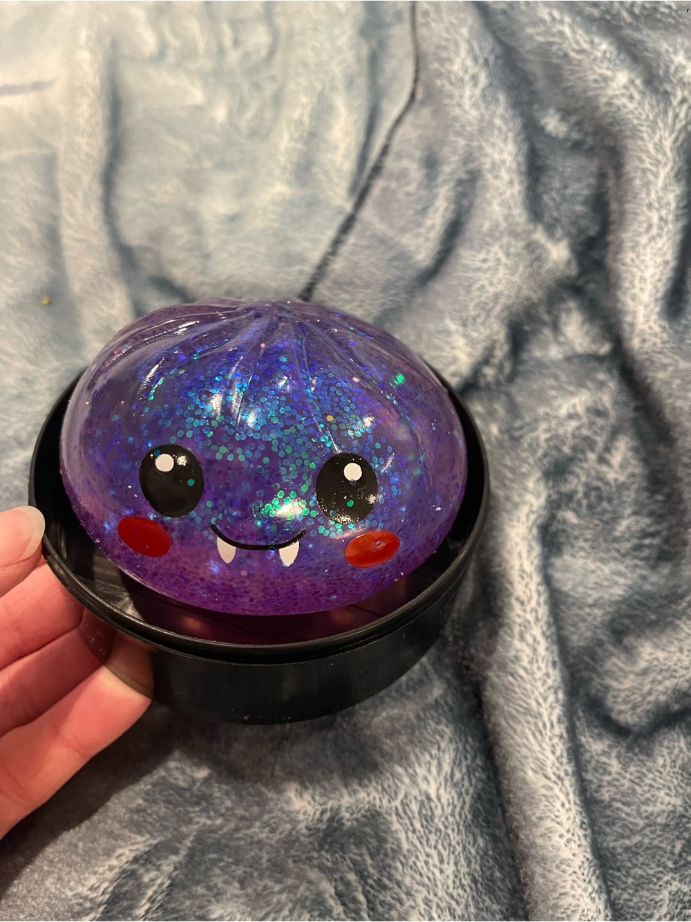 Purple Glitter Squeeze Toy with Cute Face - Kids Toy